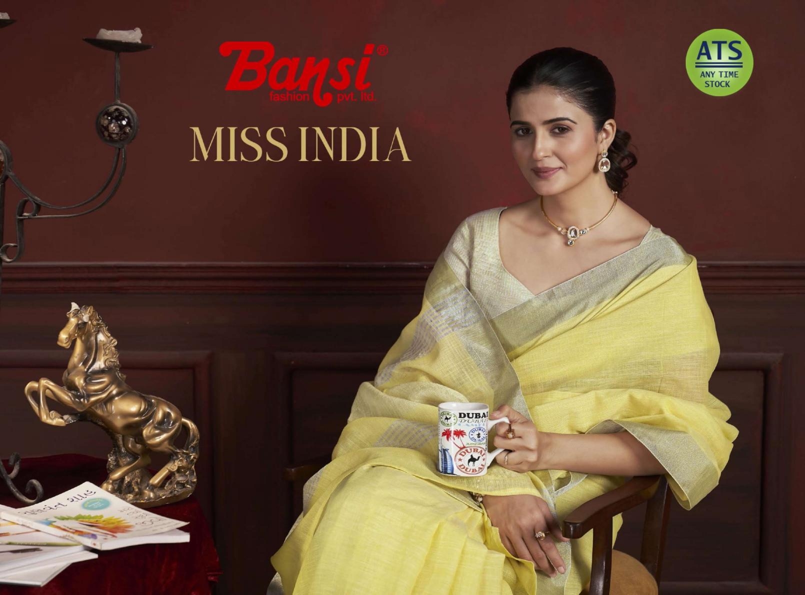 bansi miss india series 3201 to 3226 linen cotton jari weaving trendy sarees in wholesale surat