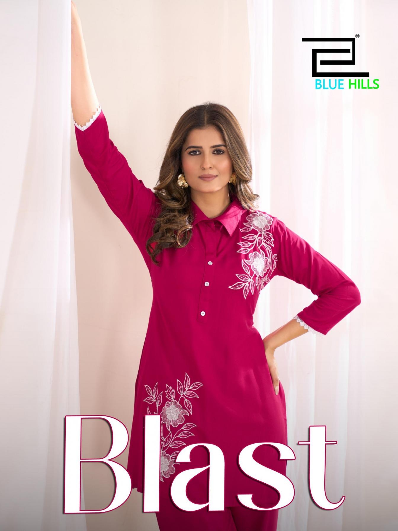 blue hills blast series 1001 to 1006 rayon classic look readymade co-ord set in wholesale surat