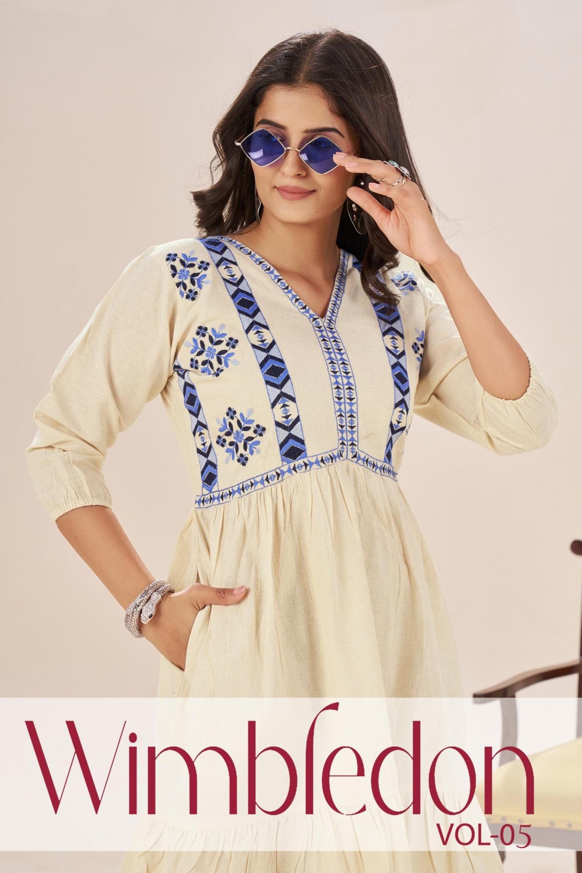 blue hills wimbledon vol 5 series 5001 to 5004 cotton flex readymade short kurti in wholesale surat
