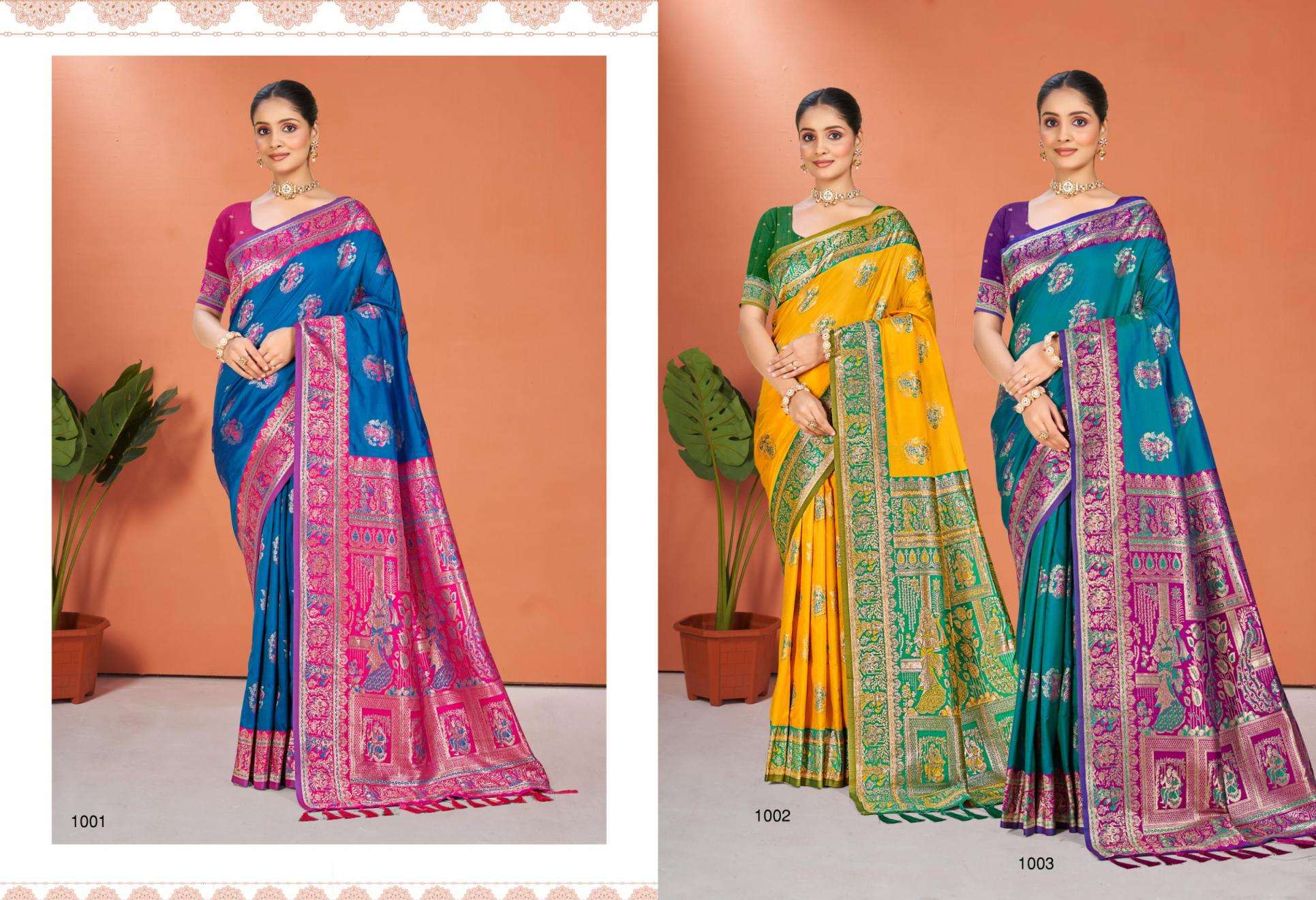 Bunawat Sursangam-08 series 1001 to 1006 Sangam Prints Silk Woven Work Traditional Saree in wholesale surat