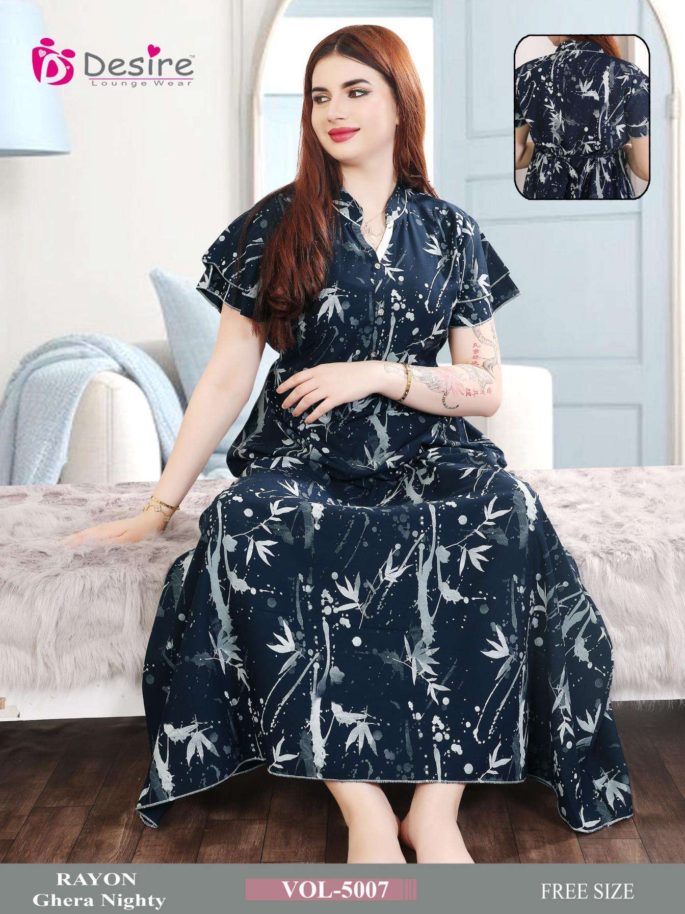 desire vol 5001-5007 readymade fancy rayon ghera combo nighty in wholesale surat