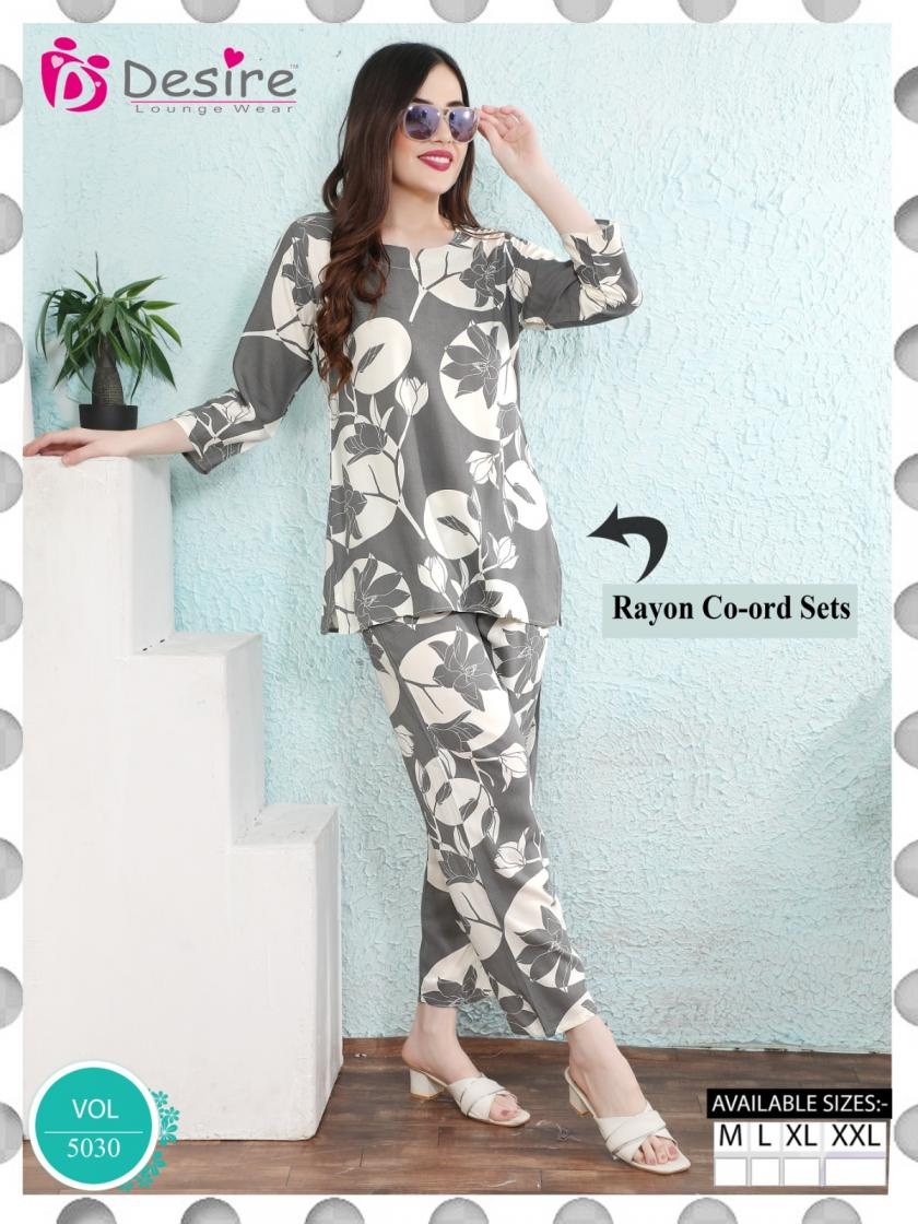 desire vol 5030 readymade trendy rayon co-ord sets in wholesale surat