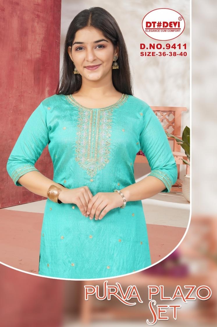 dt devi purva 9411 vichitra silk full stitch pretty combo plazzo suitin wholesale surat