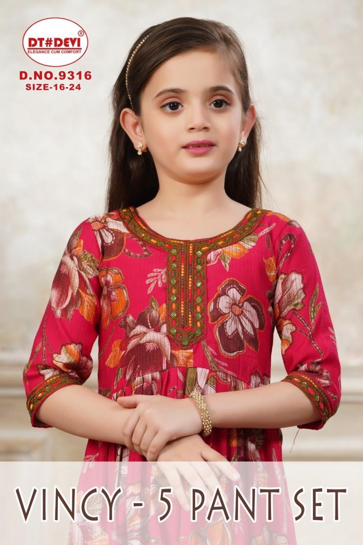 dt devi vincy vol 5 9316 full stitch bernil silk kids combo plazo suit in wholesale surat