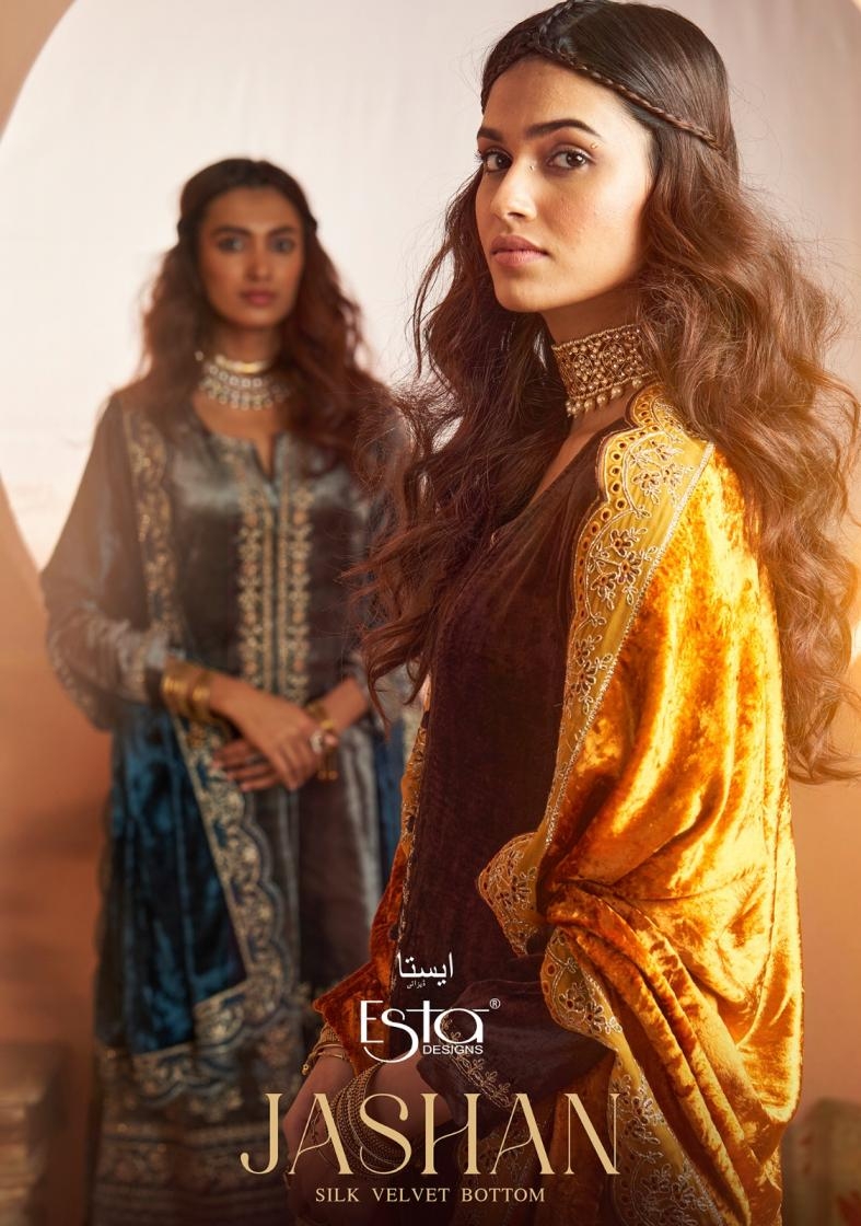 esta designs jashan series 1001 to 1006 winter special winter classic velvet salwar kameez in wholesale surat