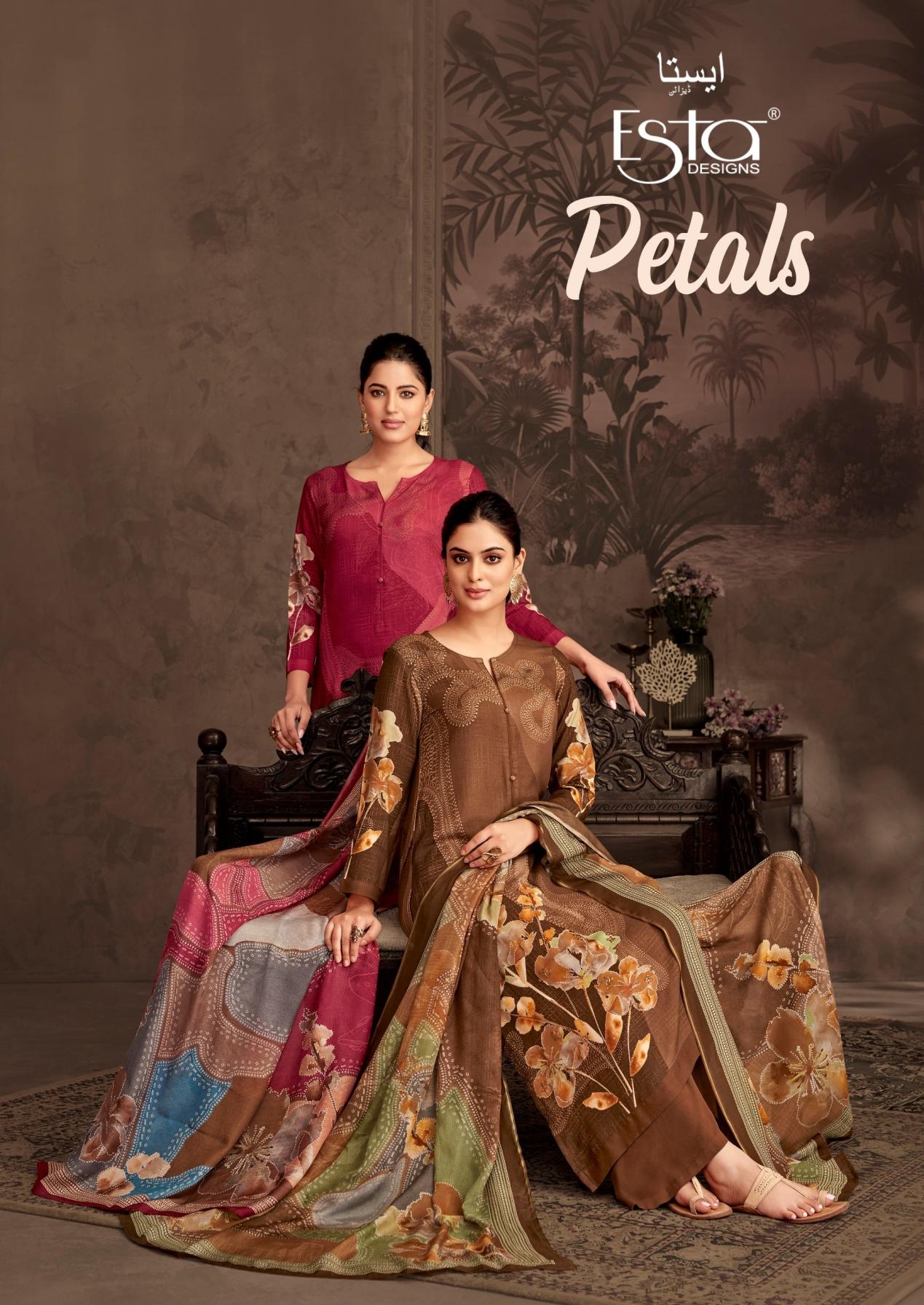 esta designs petals series 3001 to 3008 pashmina winter classic salwar kameez in wholesale surat
