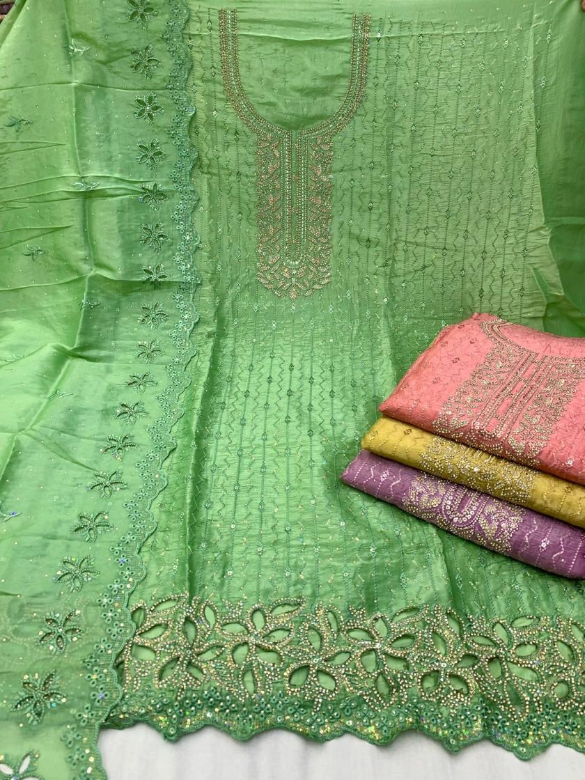 fancy machine jharkans trendy dolomite silk salwar kameez in wholesale surat