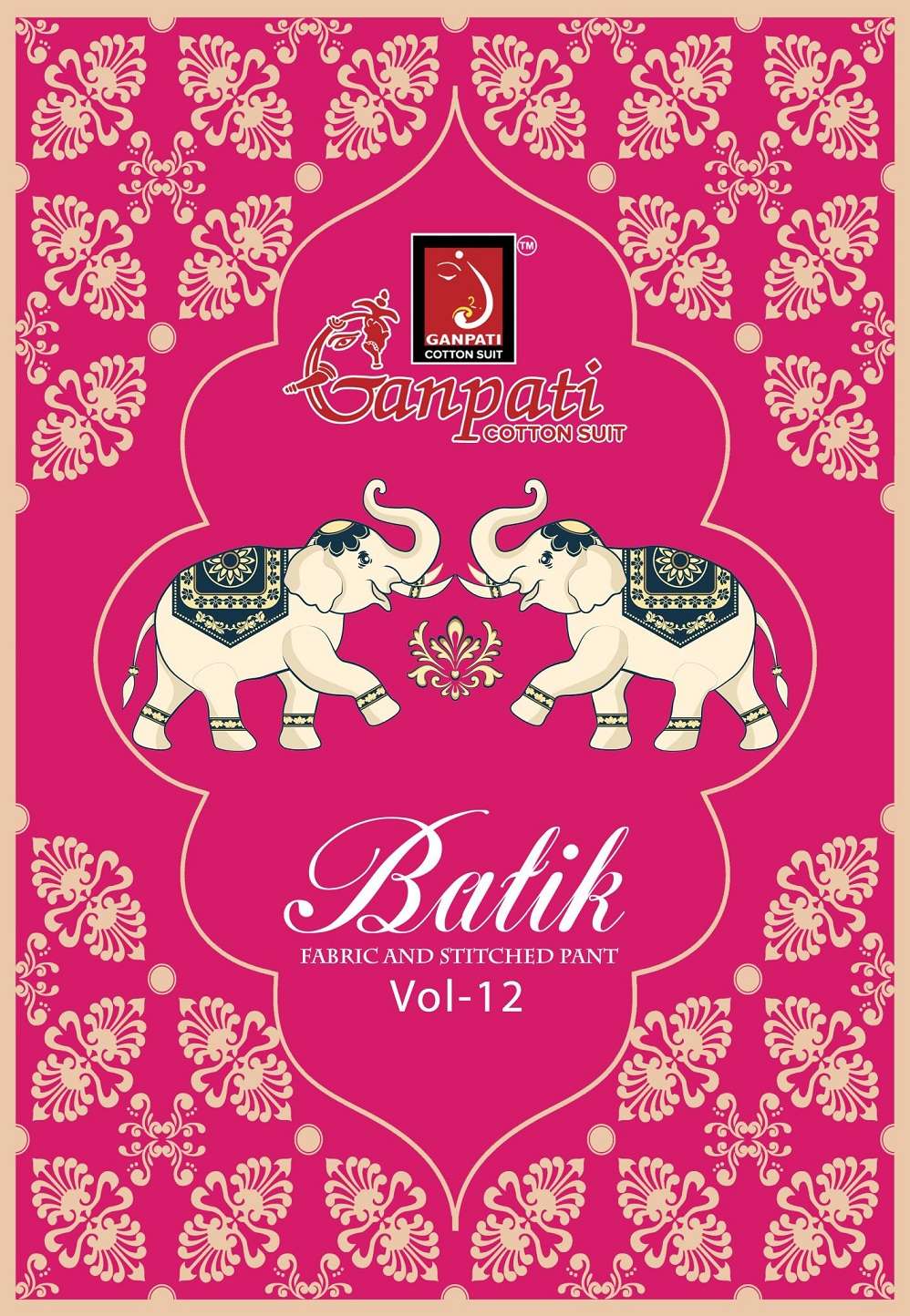 Ganpati Batik Vol-12 series 1201 to 1215 Pure Cotton Batik Printed Kurti Pant With Dupatta in wholesale surat