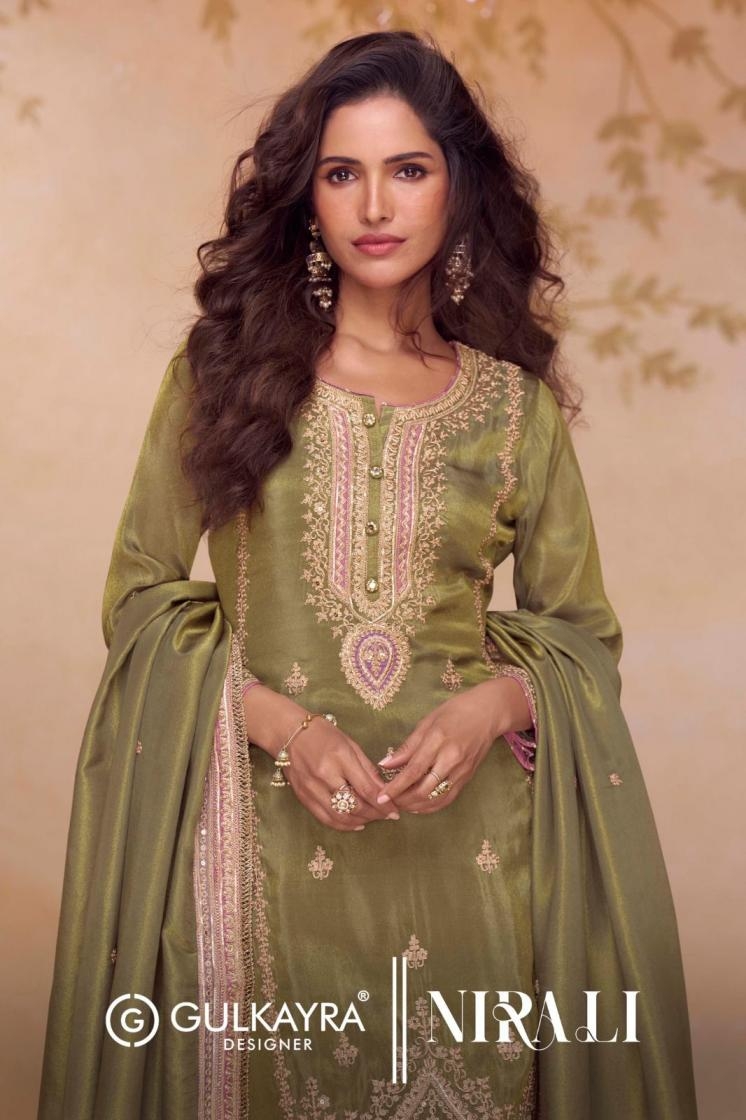 gulkayra designer nirali series 7632 A to 7632 C simar silk readymade stylish suit in wholesale surat