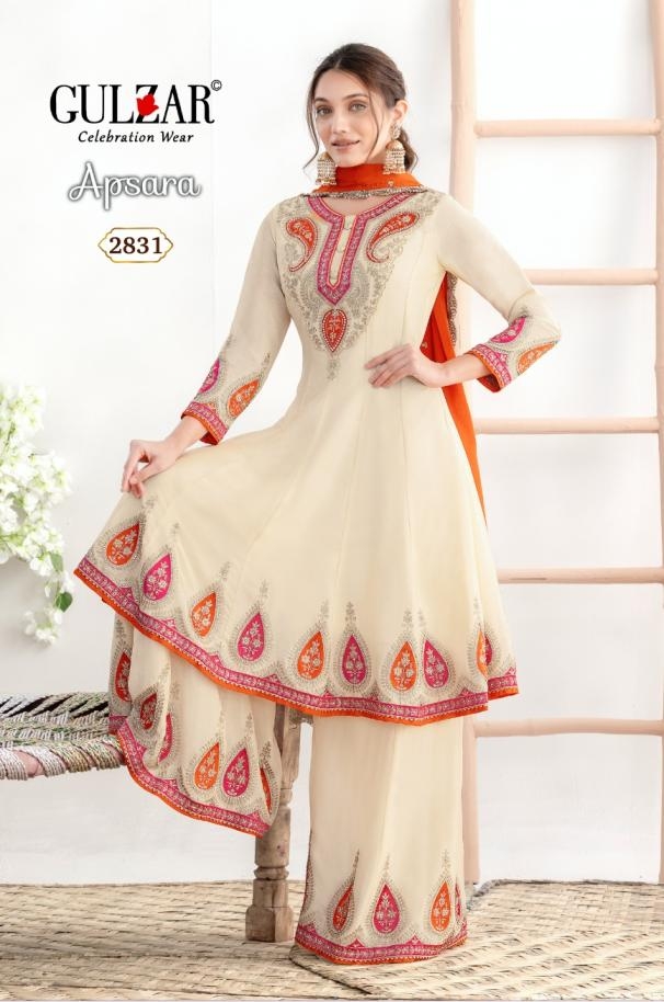 gulzar apsara series 2831 to 2832 readymade designer chinon plazzo kurti with dupatta in whlesale surat