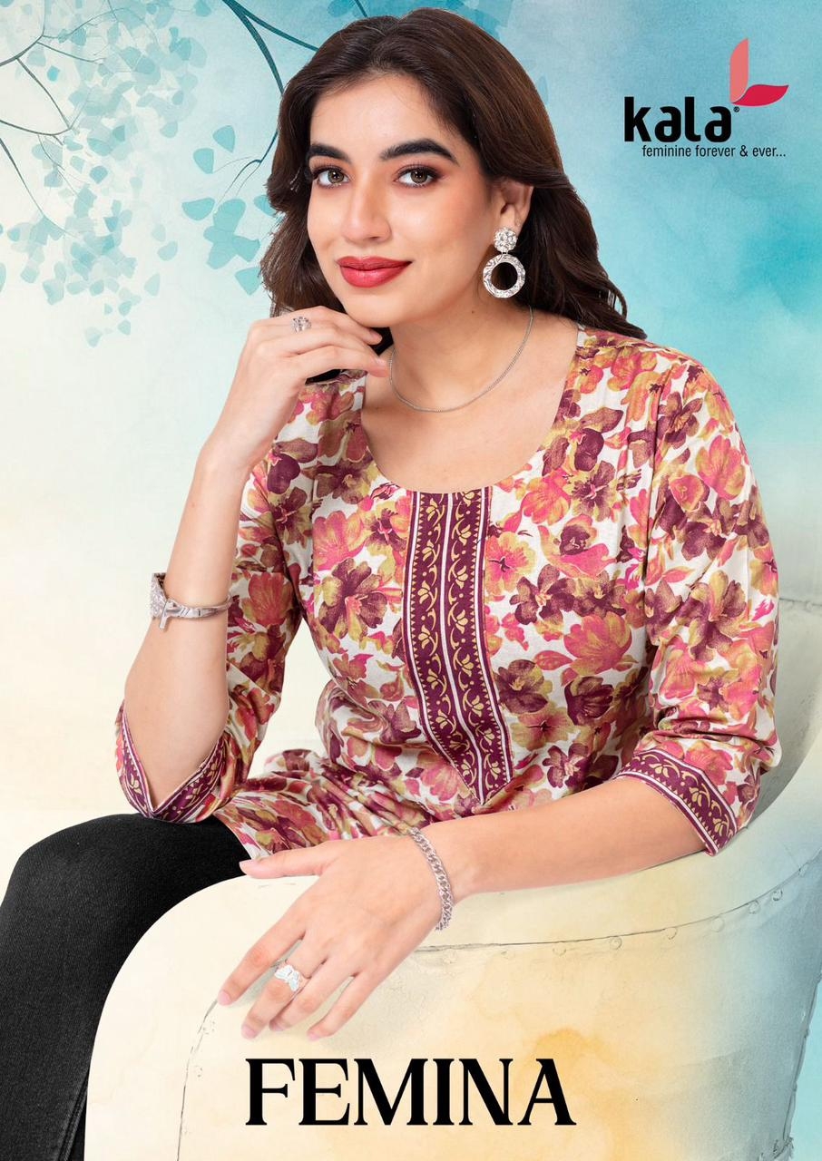 Kala Femina Vol-1 series 8501 to 8510 Pure Cotton Printed Short Tops in wholesale surat