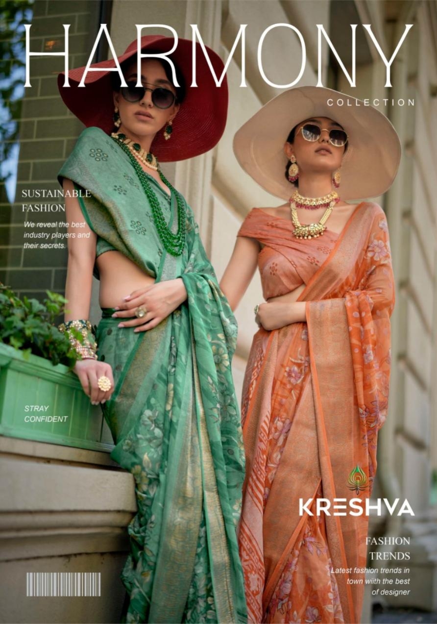 kreshva harmony series 4323 TO 4326 georgette pretty look sarees in wholesale surat