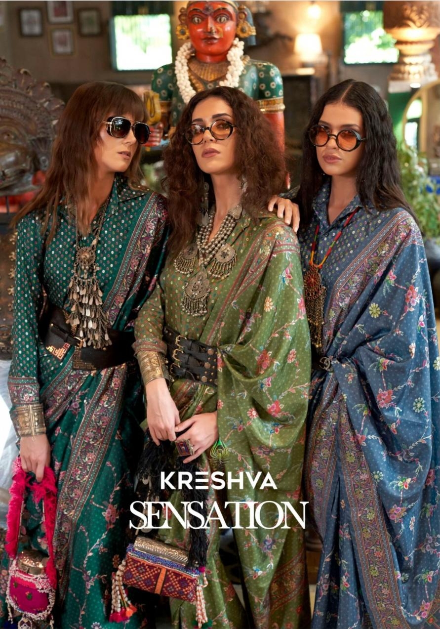 kreshva sensation series 4197-4202 silk sarees in wholesale surat