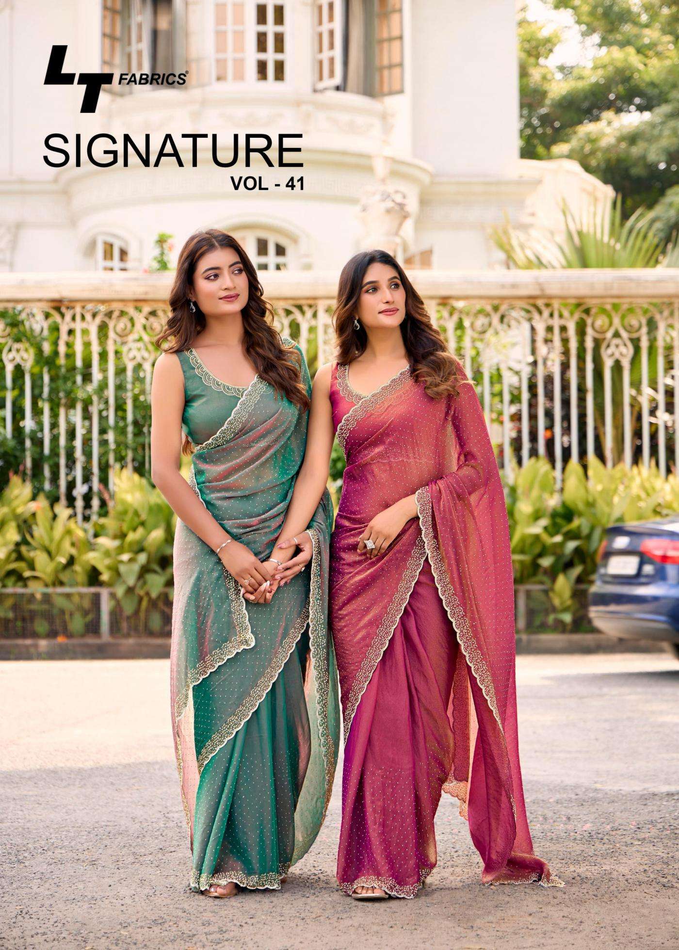 lt fashion signature vol 41 series 4101 to 4106 malai silk amazing saree in wholesale surat