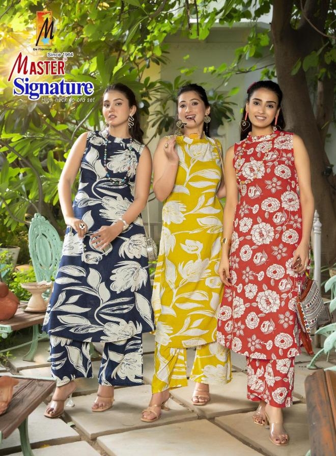 master signature series 1001 to 1008 rayon readymade classic co-ord sets in wholesale surat