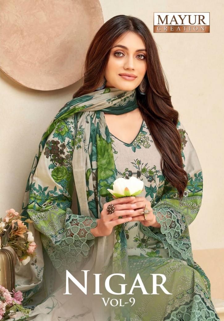 mayur creation nigar vol 9 9001 to 9008 cotton stylish best salwar kameez in wholesale surat