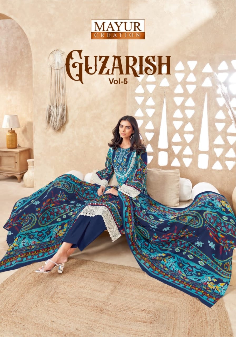 Mayur Guzarish Vol-5 series 5001 to 5006 Heavy Cotton Printed salwar kameez in wholesale surat