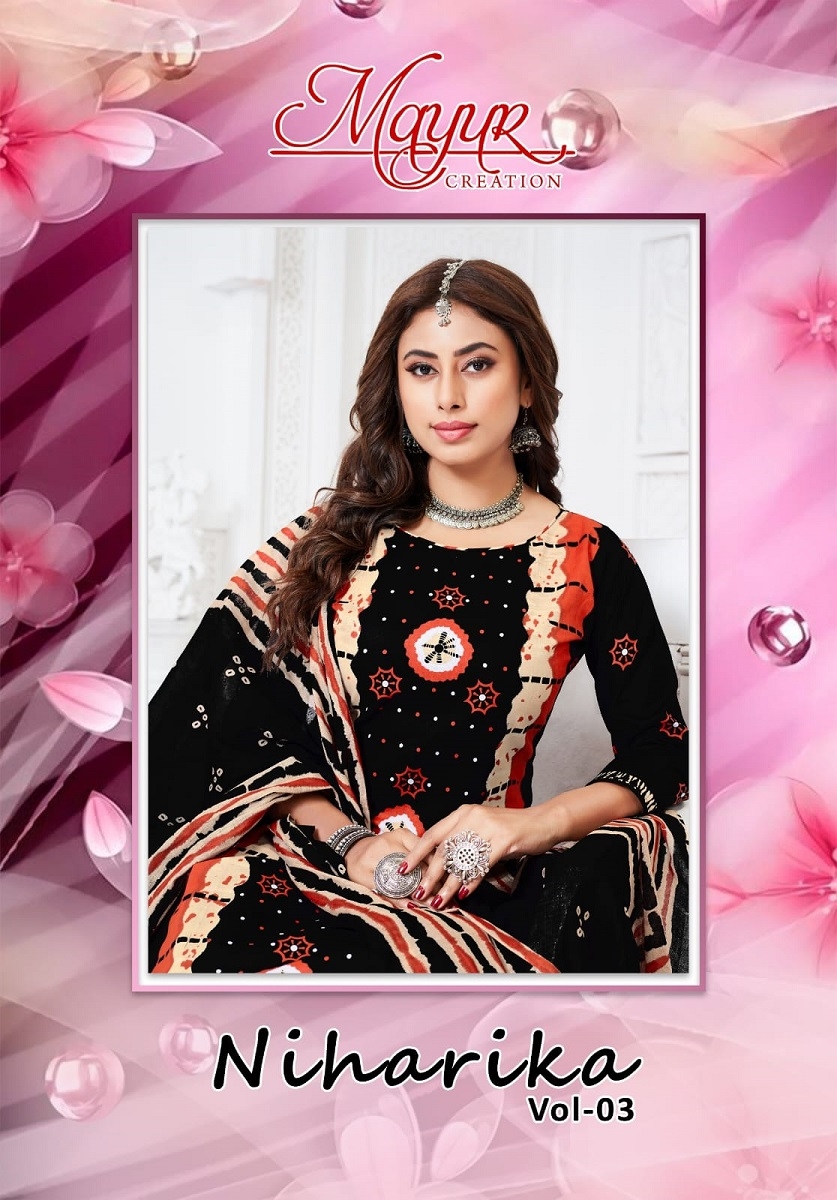 Mayur Niharika Vol-3 series 3001 to 3010 Pure Cotton Printed salwar kameez in wholesale surat