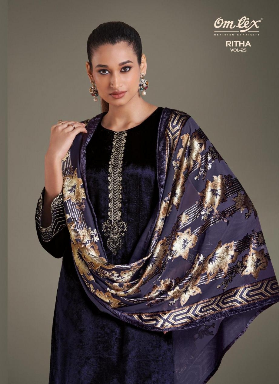 omtex launch ritha vol 25 series 8861A to 8861D velvet winter hit design salwar kameez in wholesale surat