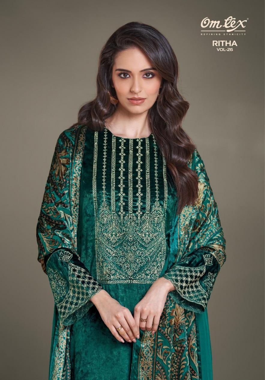omtex ritha vol 26 series 8811A to 8811D winter viscose velvet designer salwar suit in wholesale surat