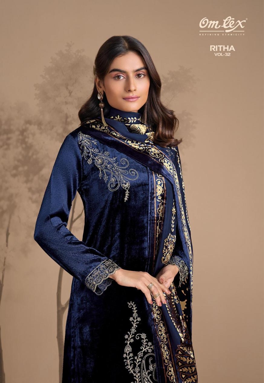omtex ritha vol 32 series 9001A to 9001D viscose velvet winter best salwar kameez in wholesale surat