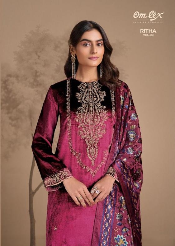 omtex ritha vol 33 series 9021A to 9021D viscose velvet winter designer salwar kameez in wholesale surat