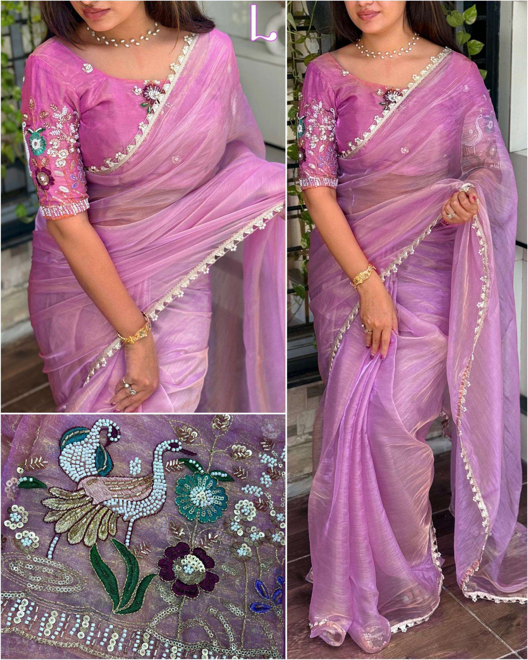 peri peri liquid organza colour addition sarees in wholesale surat
