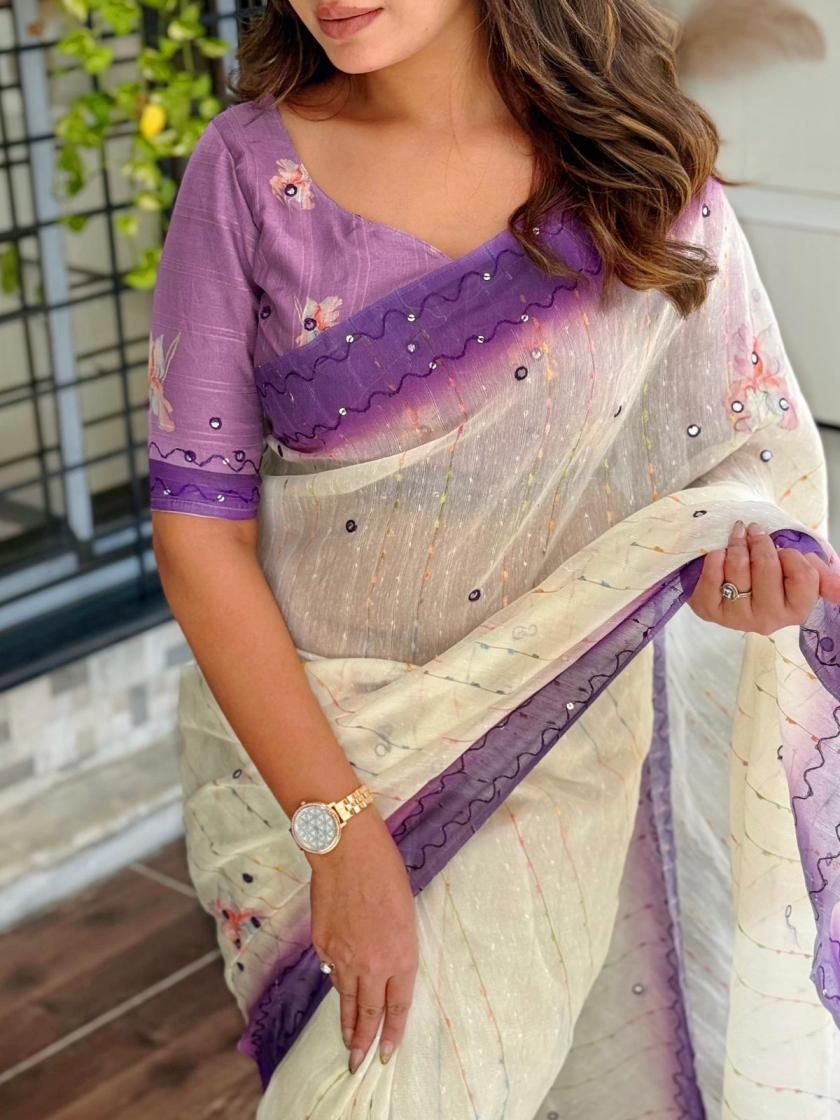 pr grishma attractive gadhwal linen cotton saree in wholesale surat