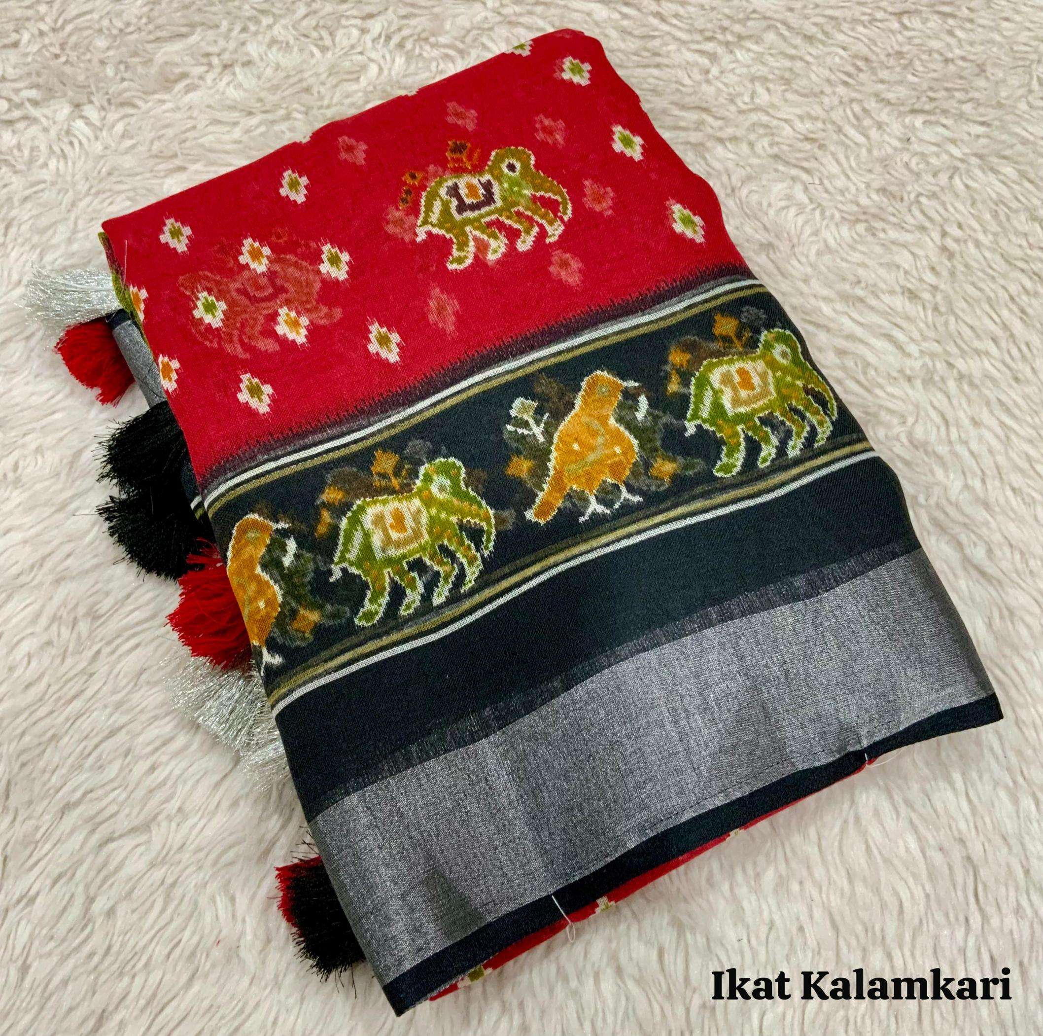 pr ikat linen cotton attractive sarees in wholesale surat