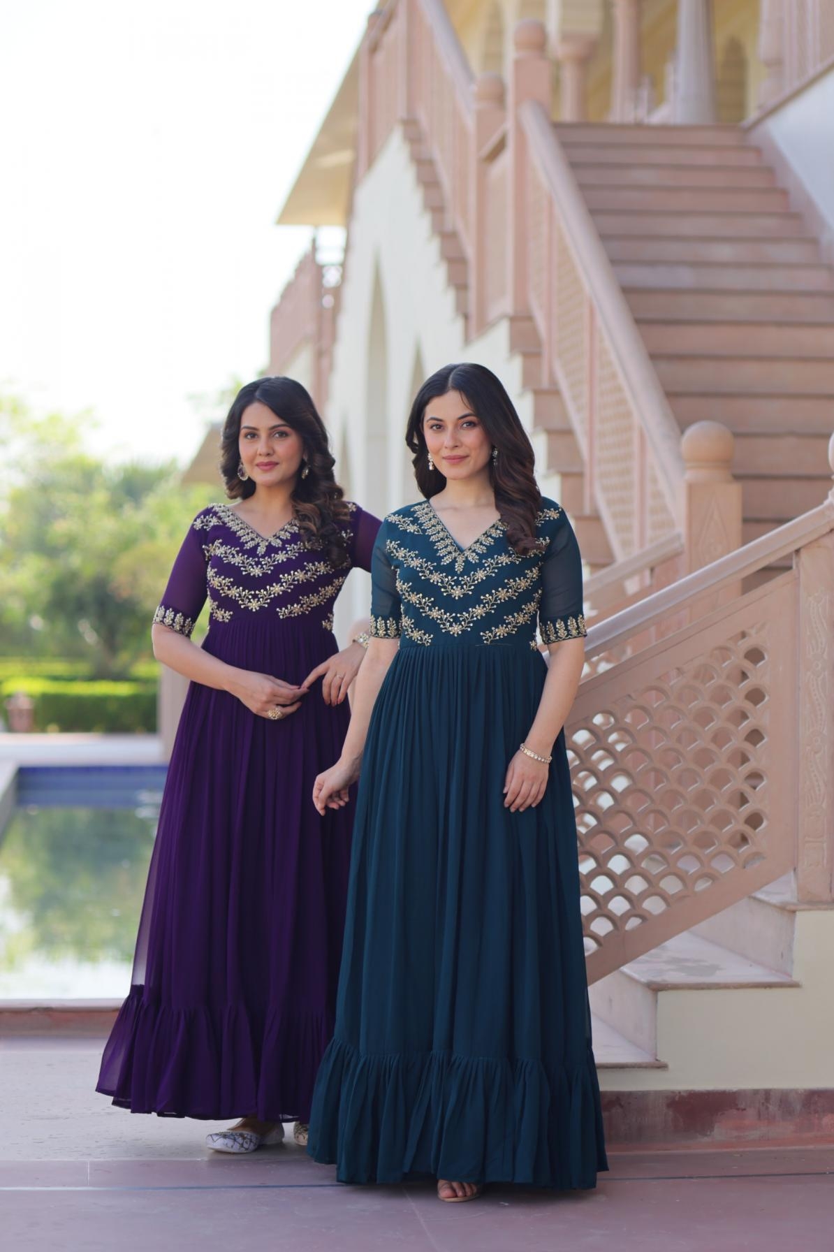 pr ka 1172 faux blooming readymade designer gowns in wholesale surat