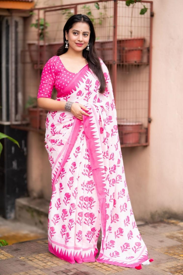 pr kc 224 rose linen trendy saree in wholesale surat