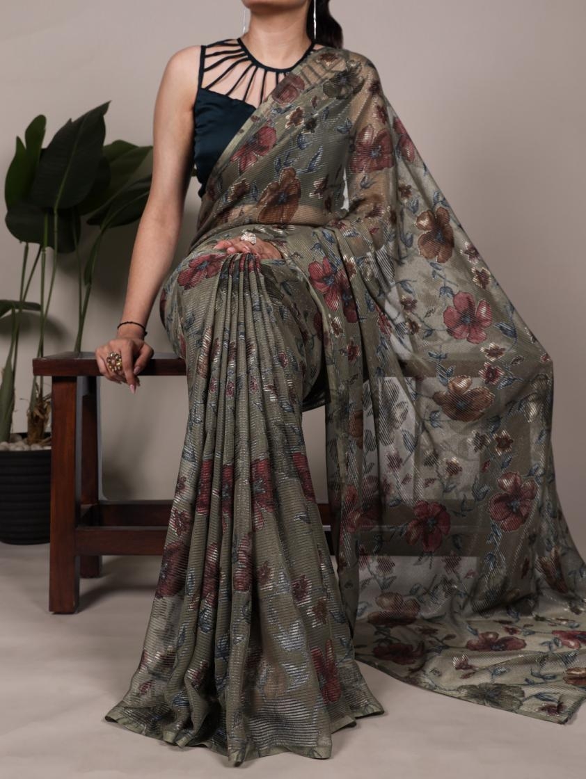 pr ynf7051 lurex floral viscose brasso hit design sarees in wholesale surat