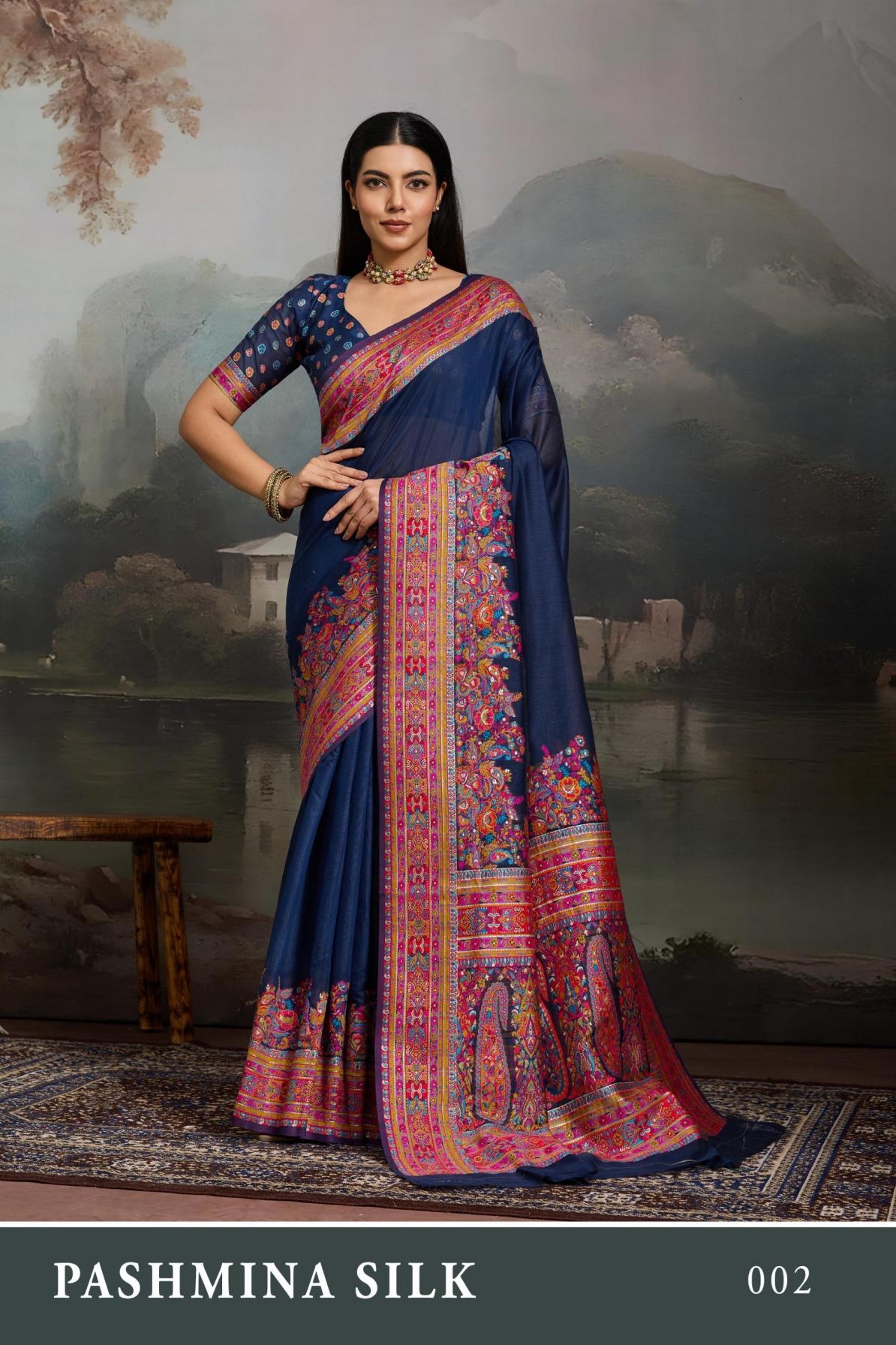 rajtex pashmina silk series 001 TO 006 cotton weaving luxurious silk sarees in wholesale surat