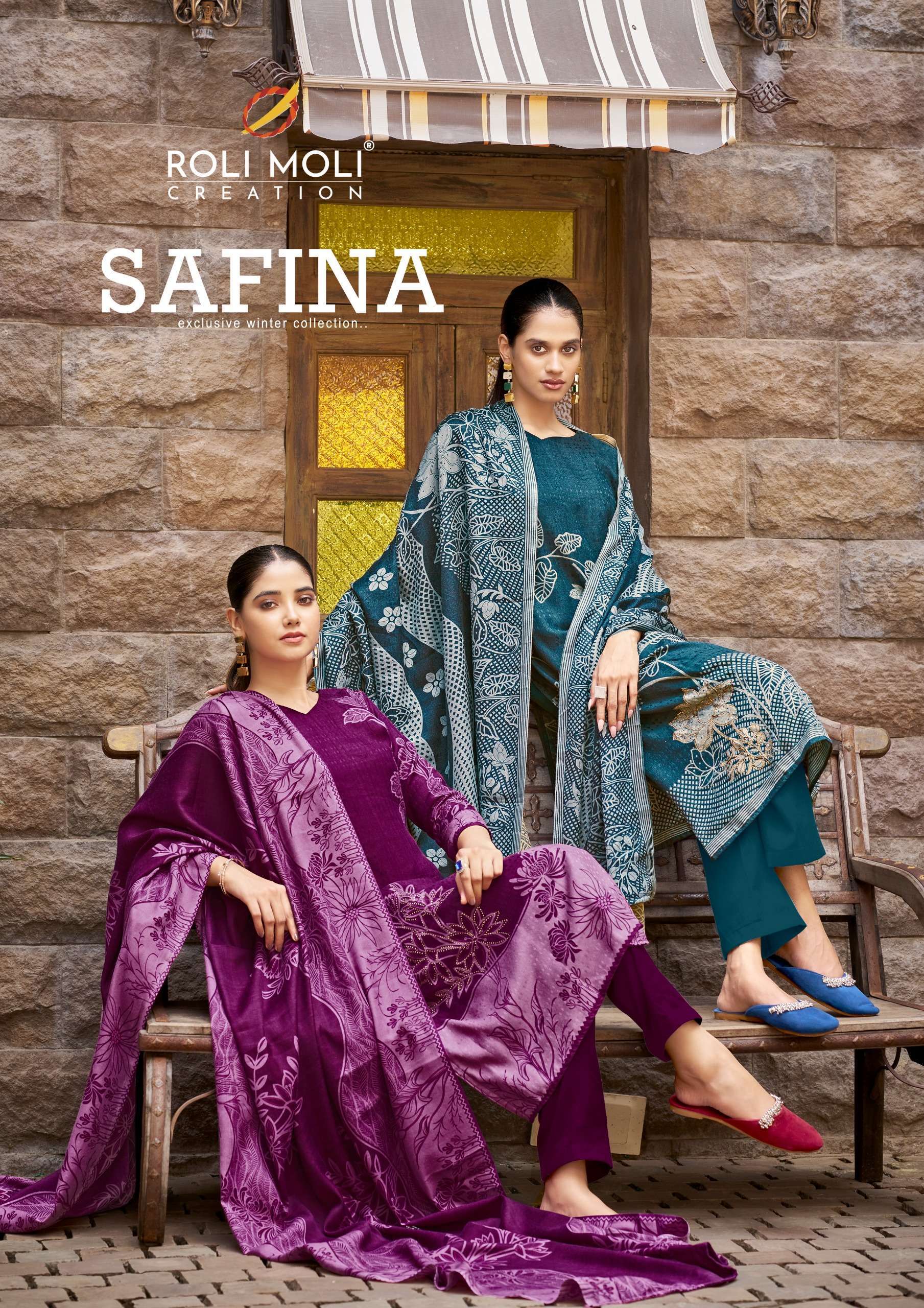 roli moli creation safina series 1001 to 1008 readymade pashmina winter salwar kameez in wholesale surat