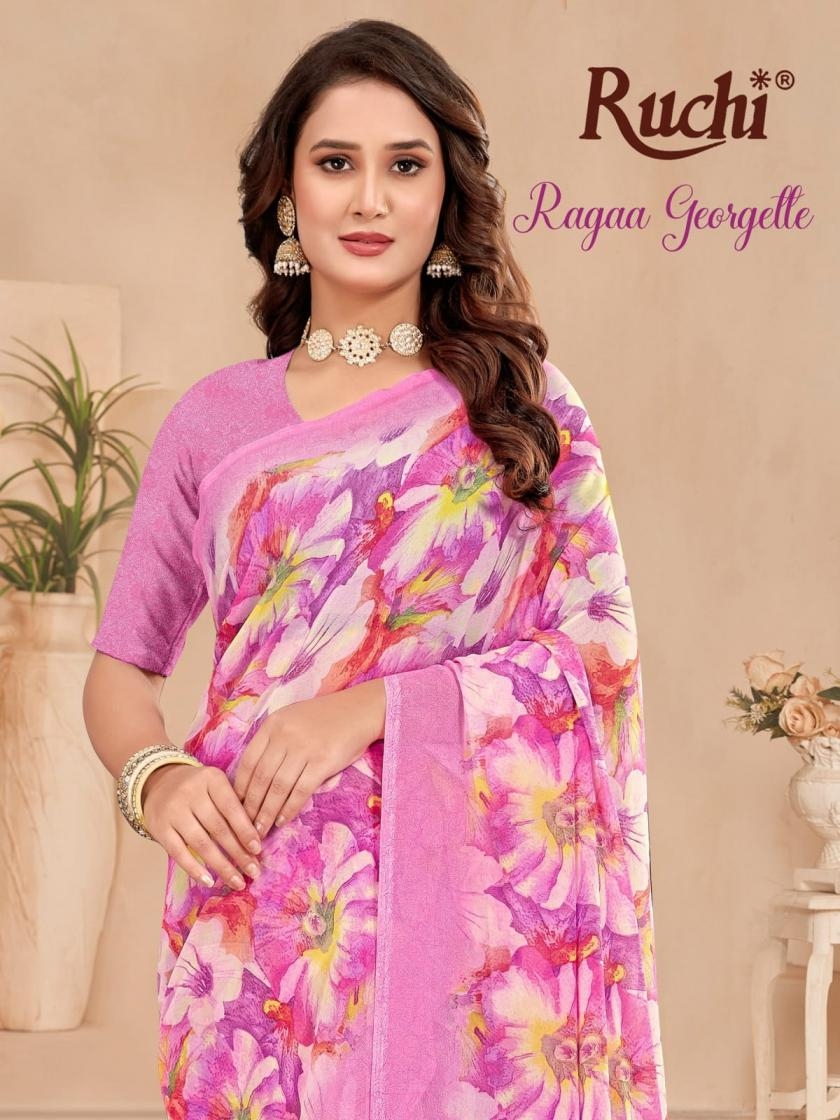 ruchi ragaa georgette vol 23 series 50804A to 50804F georgette pretty look saree in wholesale surat