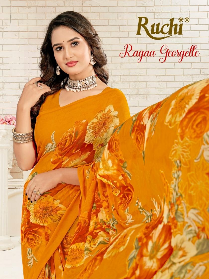 ruchi ragaa georgette vol 24 series 50807 A to 50807 F amazing georgette sarees in wholesale surat