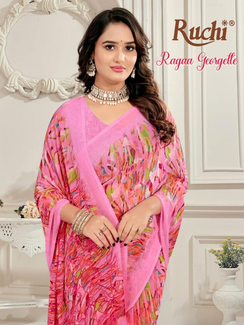 ruchi ragaa georgette vol 26 series 50809 A to 50809 F unique georgette saree in wholesale surat