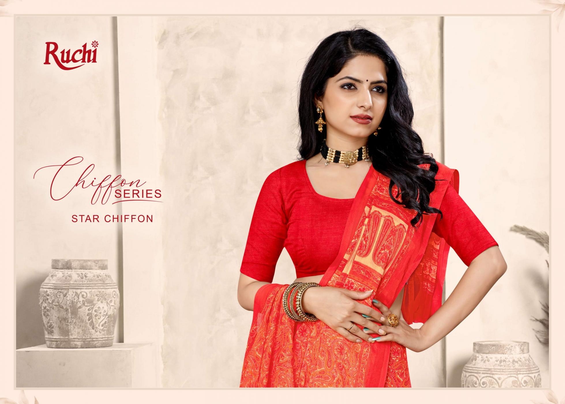 ruchi star chiffon vol 213 series 50601A to 50602B pretty look sarees in wholesale surat