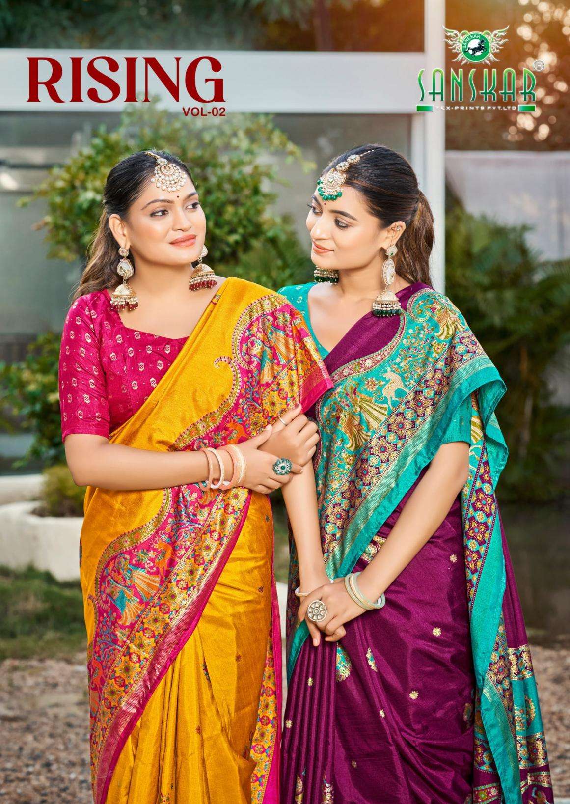 sanskar tex prints rising vol 2 series 15007 to 15012 dolla postion foil print daily wear saree in wholesale surat