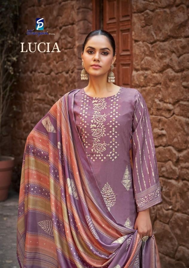 sargam prints lucia series 2618A to 2618D attractive bemberg muslin salwar kameez in wholesale surat