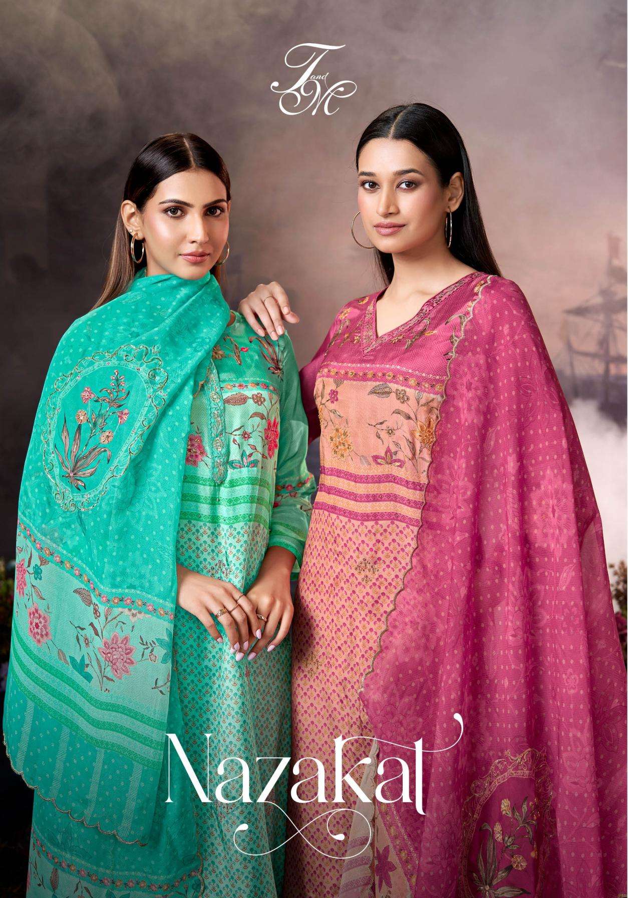 t&m nazakat series 1878 to 1832 pashmina jacquard pretty salwar kameez in wholesale surat