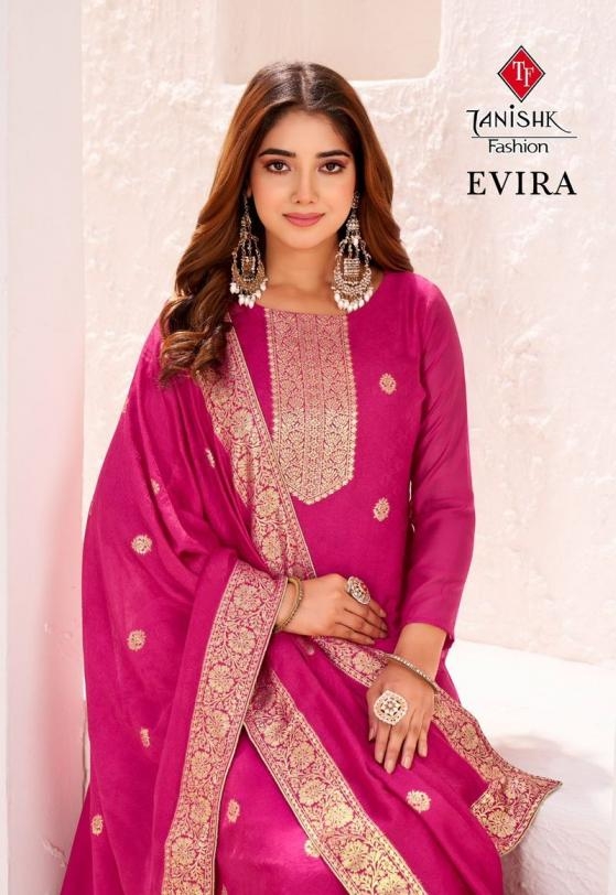 tanishk evira series 1001 to 1004 viscose muslin jacquard gorgeous look salwar kameez in wholesale surat