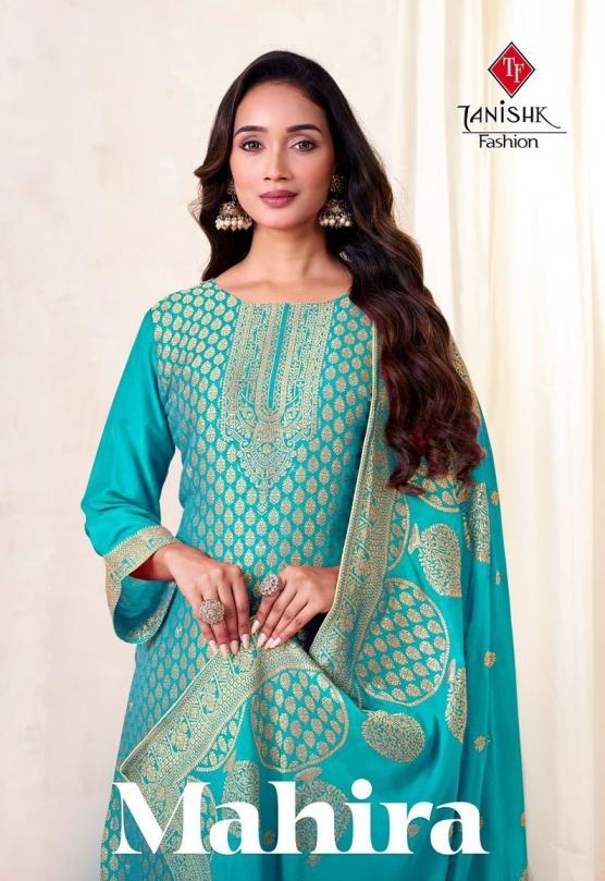 tanishk fashion mahira series 801 to 804 muslin jacquard salwar kameez in wholesale surat