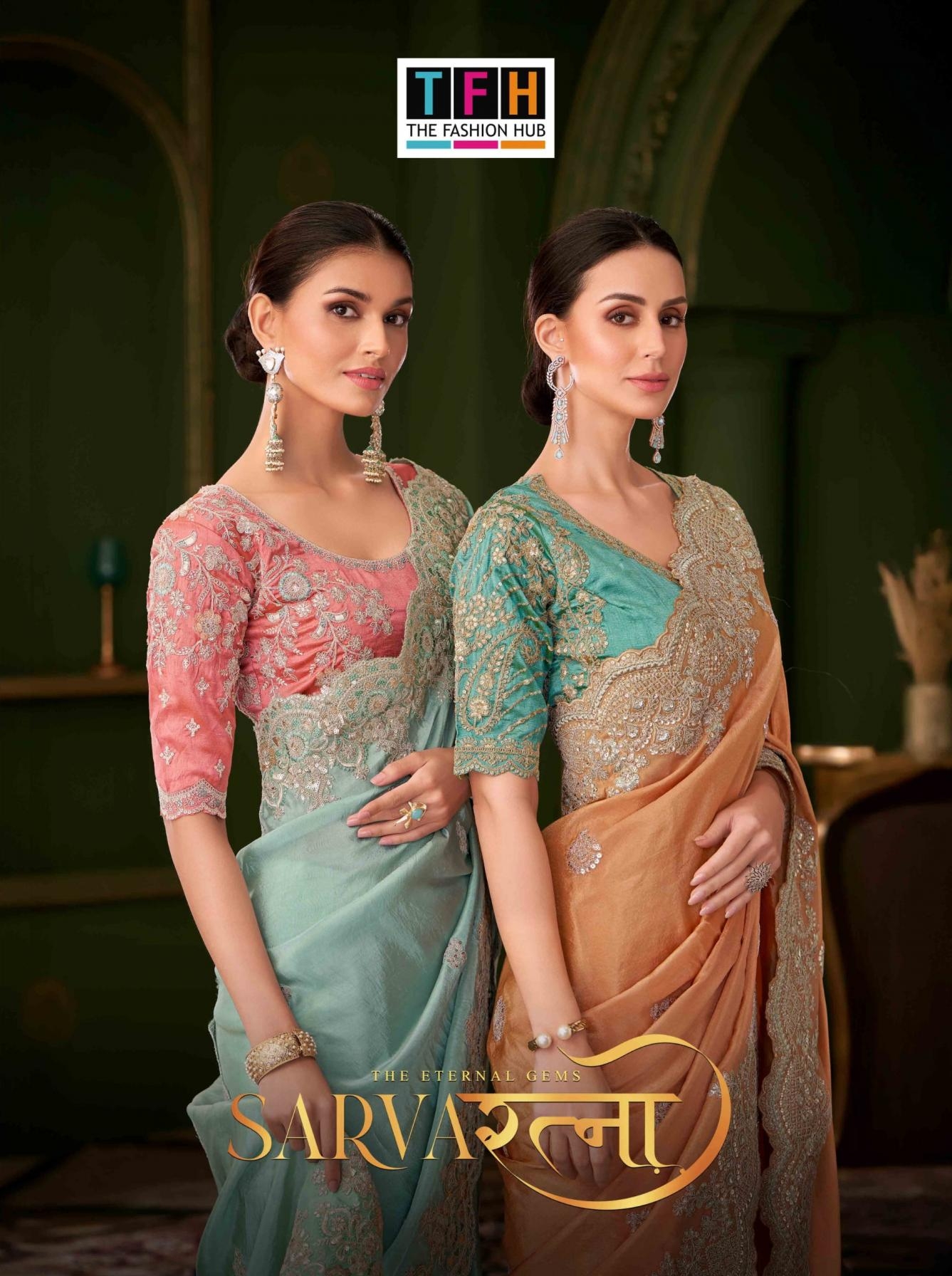 tfh sarvaratna vol 2 series 201-212 georgette silk occasion wear sarees in wholesale surat