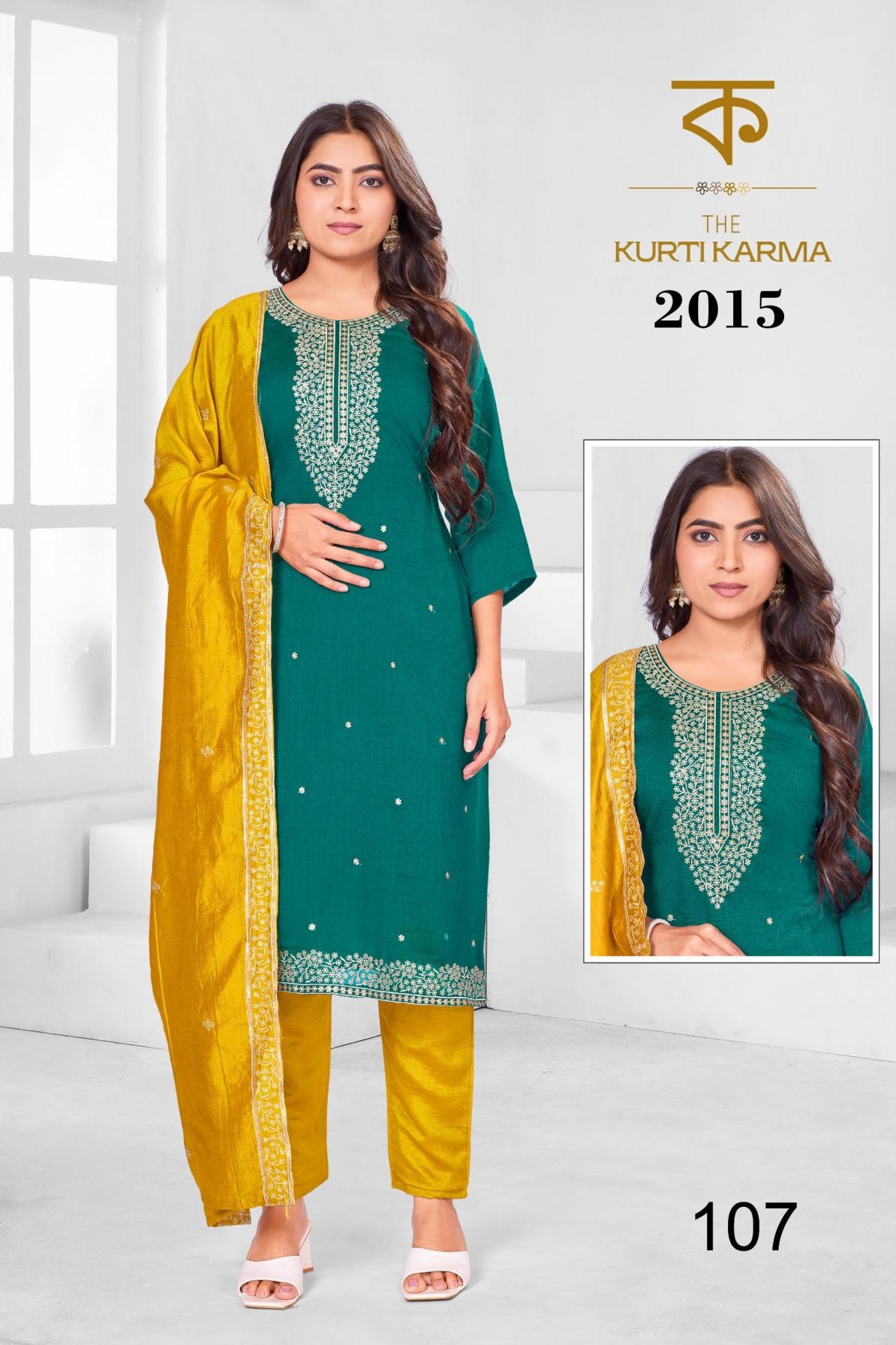 the final touch r r fashion the kurti krama 2015 series 101 to 108 vichitra full stitch combo suits in wholesale surat