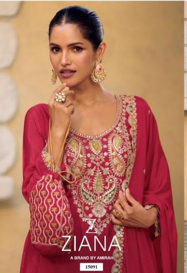 ziana 15091 A to D chinon silk readymade exclusive combo plazzo kurti with dupatta in wholesale surat