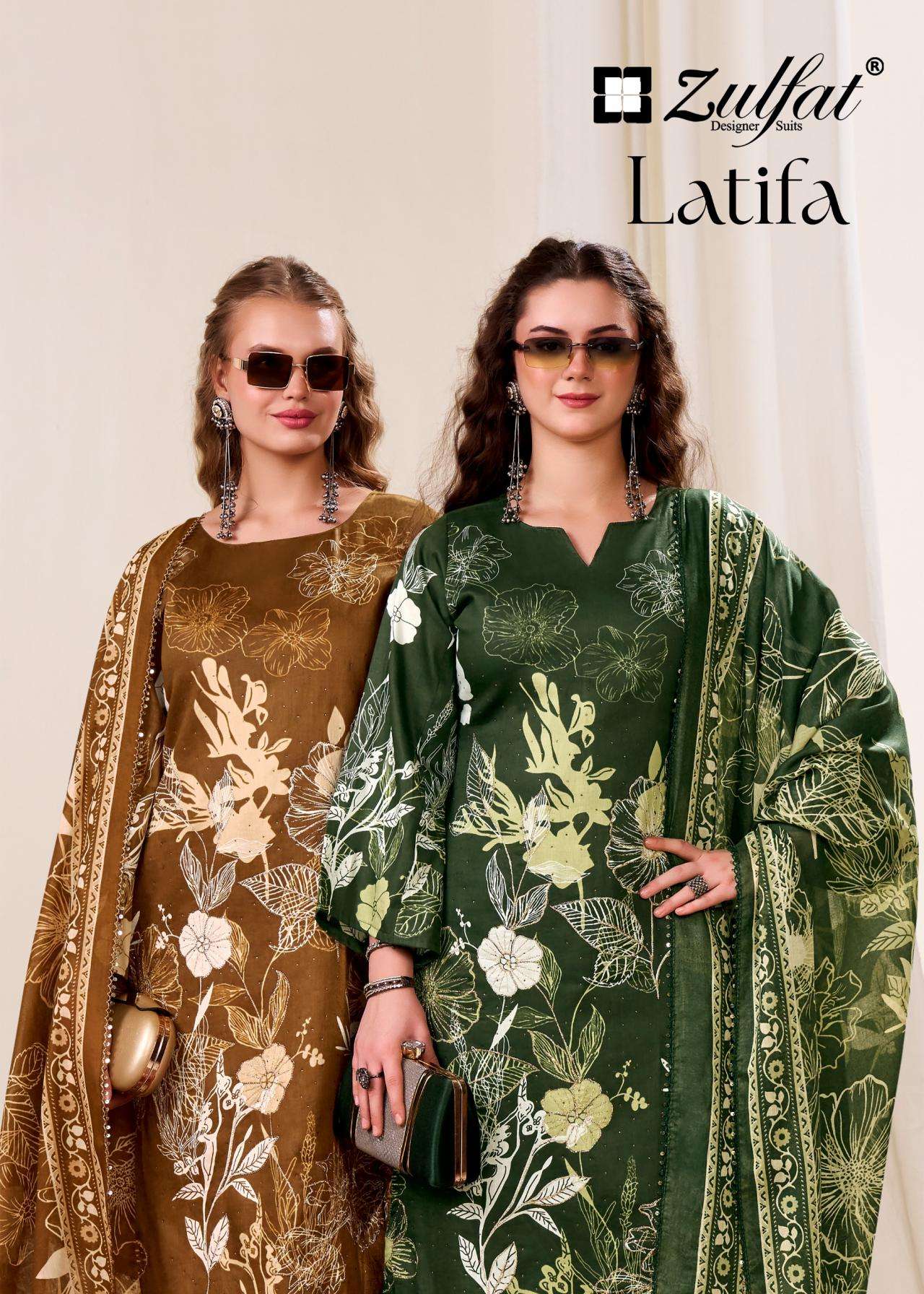 zulfat designer latifa series 682001 to 682004 jam cotton readymade big size suit in wholesale surat