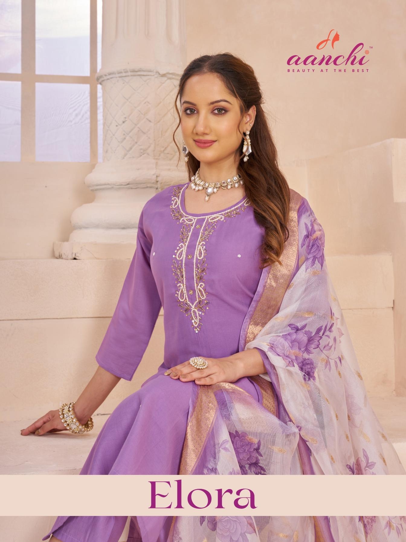 aanchi elora series 1001 to 1004 roman silk readymade unique colours suit in wholesale surat