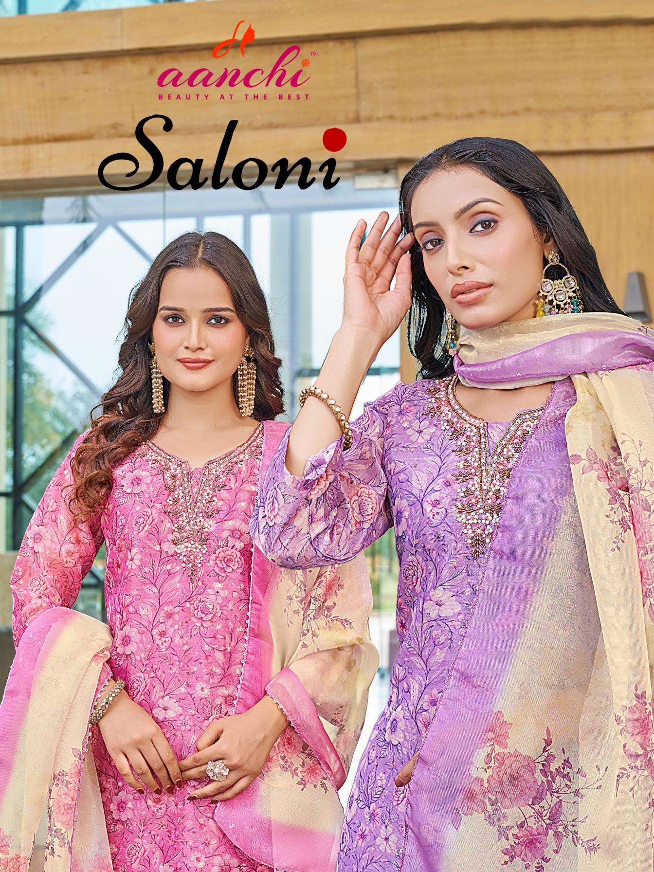 aanchi saloni amazing jacquard print full stitch salwar kameez in wholesale surat
