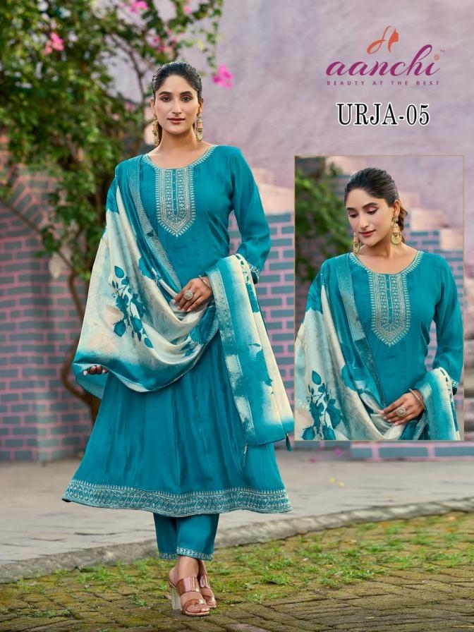 aanchi urja 1-5 mul chanderi fully stitch modern salwar kameez in wholesale surat